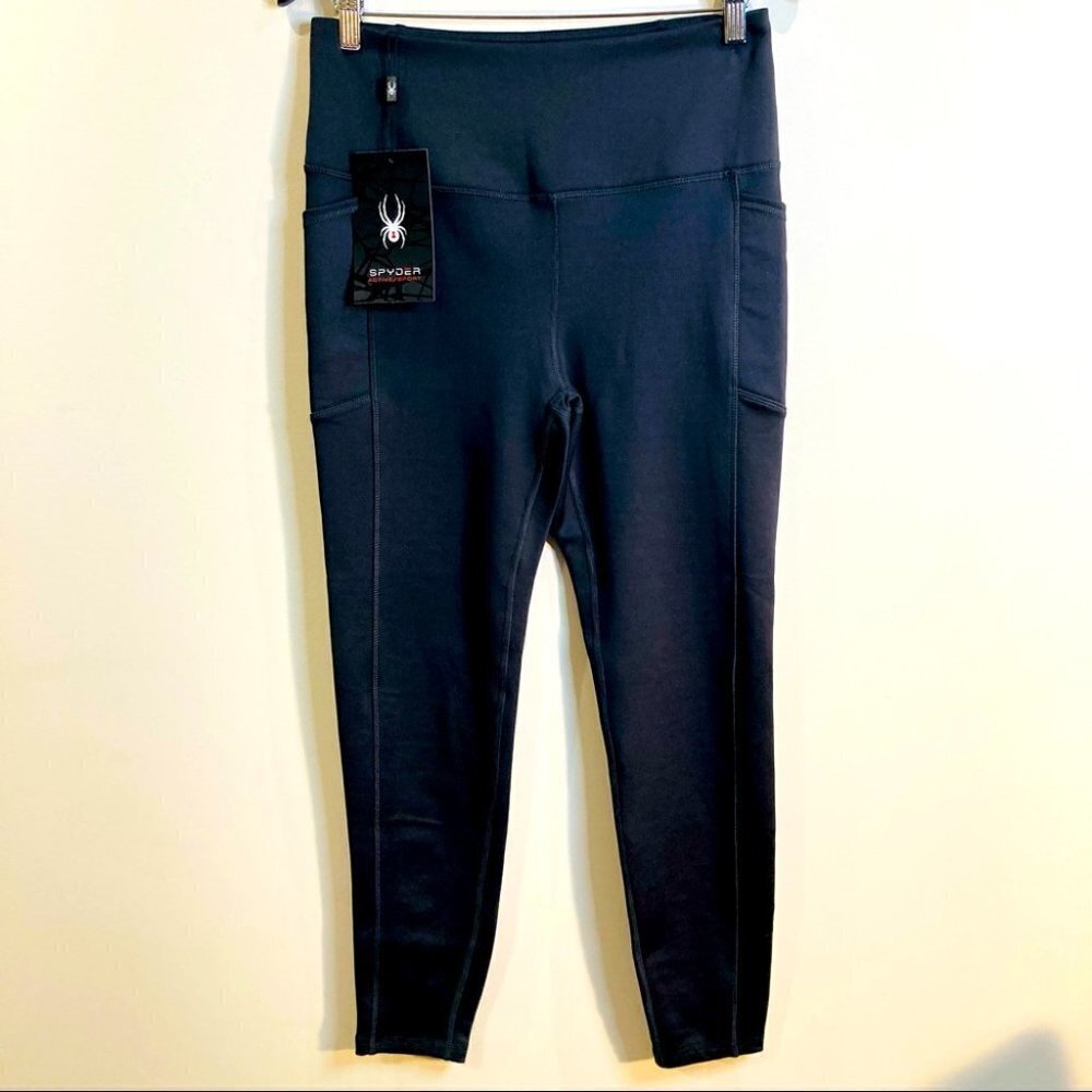 SPYDER Sz L Charcoal Grey Leggings NWT Workout Running Athletic